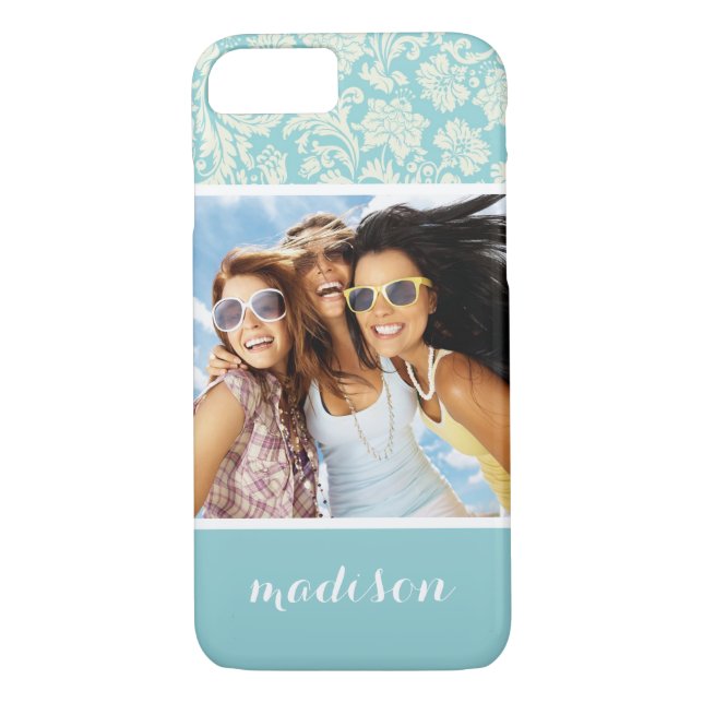Custom Photo & Name Damask Pattern 3 Case-Mate iPhone Case (Back)