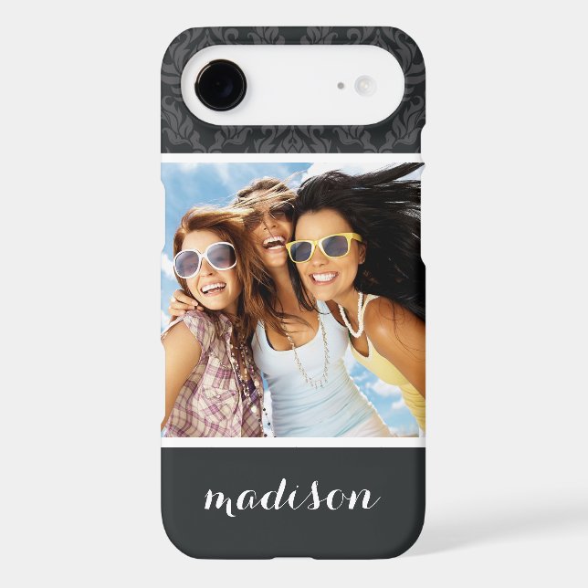 Custom Photo & Name Damask Pattern 6 Case-Mate iPhone Case (Back)