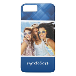 Custom Photo & Name Dark blue hi-tech background iPhone 8 Plus/7 Plus Case
