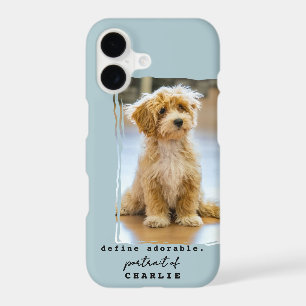 Custom Photo Name Dog Cute Fun Phrase Dusty Blue 