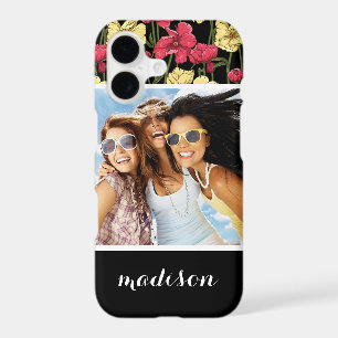 Custom Photo & Name Elegant floral pattern 2