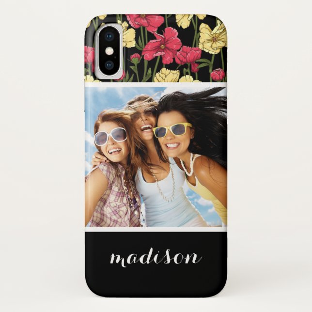 Custom Photo & Name Elegant floral pattern 2 Case-Mate iPhone Case (Back)