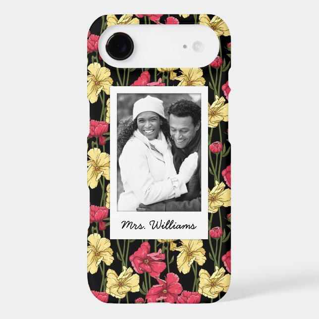 Custom Photo & Name Elegant floral pattern 2 Case-Mate iPhone Case (Back)