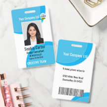 Custom Photo Name Employee ID Badge Sky