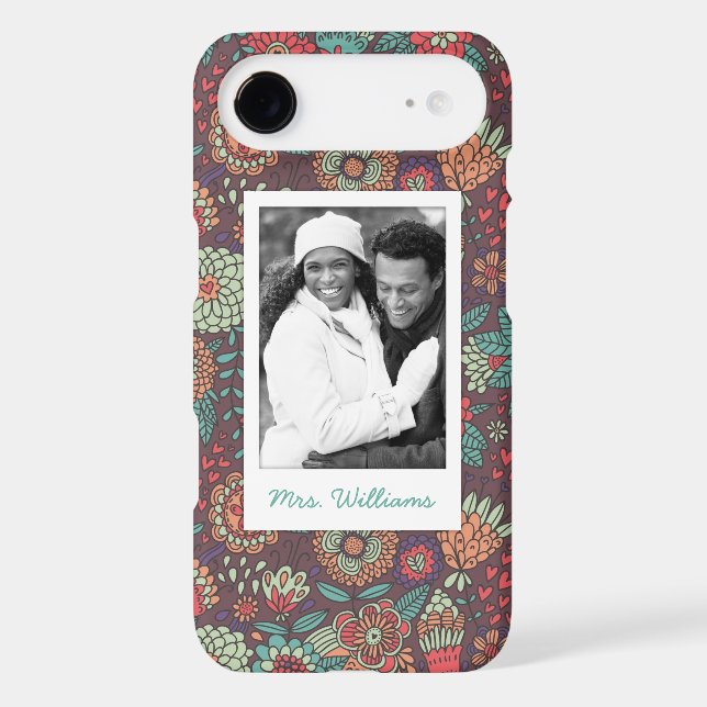 Custom Photo & Name floral cartoon pattern Case-Mate iPhone Case (Back)