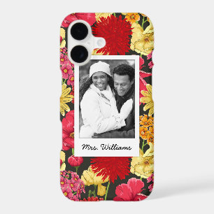 Custom Photo & Name Floral wallpaper watercolor