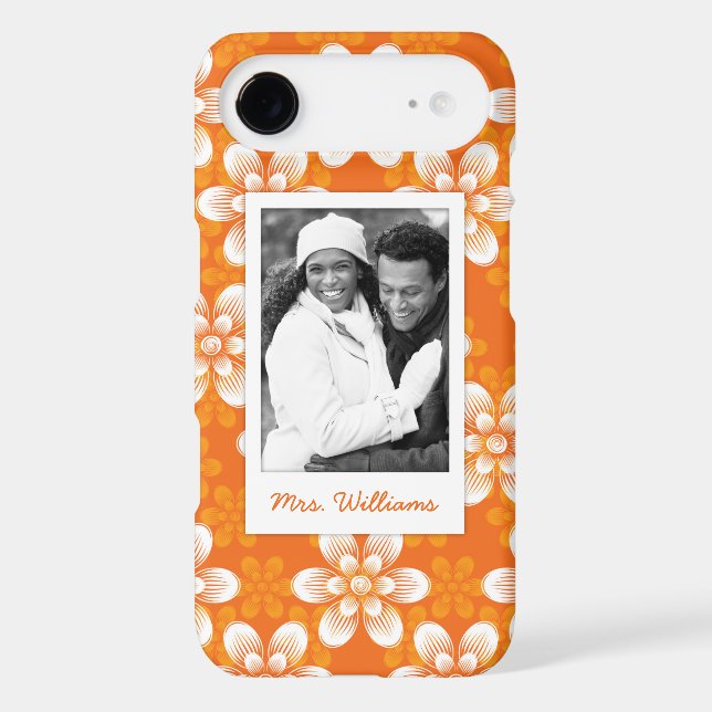 Custom Photo & Name Flowers Pattern Case-Mate iPhone Case (Back)