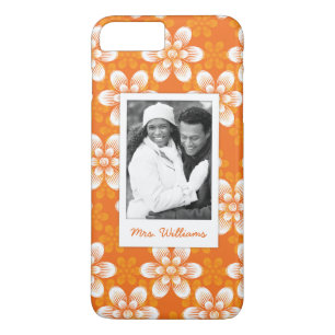 Custom Photo & Name Flowers Pattern iPhone 8 Plus/7 Plus Case