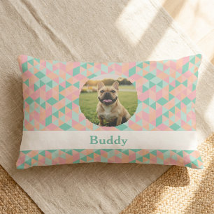 Custom Photo & Name French Bulldog Geometric Lumbar Cushion