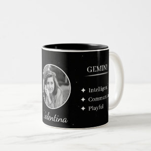 Custom Photo & Name Gemini Zodiac Trait Mug