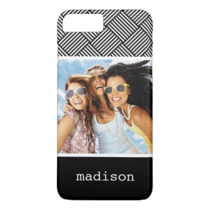 Custom Photo & Name Geometric checked texture iPhone 8 Plus/7 Plus Case