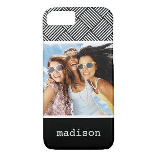 Custom Photo & Name Geometric checked texture iPhone 8/7 Case
