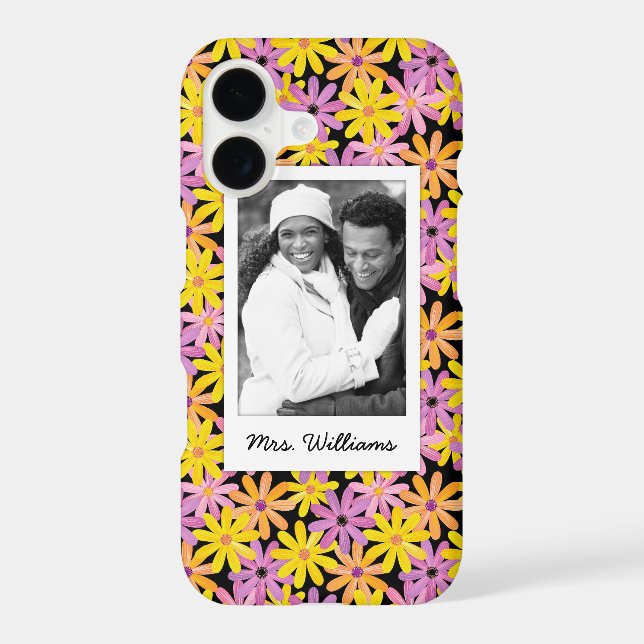 Custom Photo & Name Gerbera flowers pattern (Back)