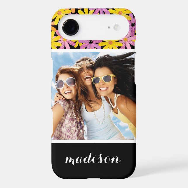 Custom Photo & Name Gerbera flowers pattern Case-Mate iPhone Case (Back)