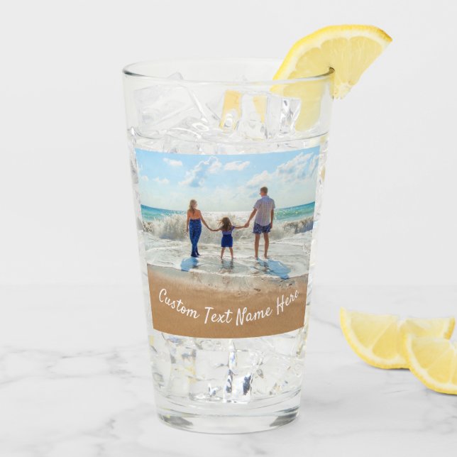 Custom Photo Name Glass Gift Your Photos and Text (Back Ice)