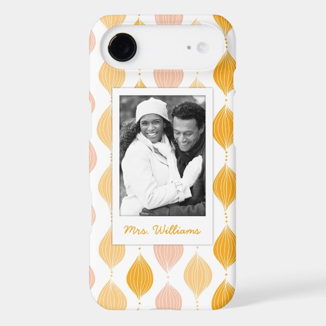 Custom Photo & Name Golden Ogee Pattern Case-Mate iPhone Case (Back)
