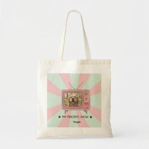 Custom Photo & Name Golden Retriever Mum Retro TV Tote Bag