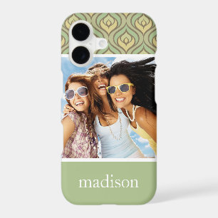 Custom Photo & Name green and yellow pattern