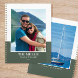 Custom Photo Name Green Modern Planner<br><div class="desc">Create your own photo year planner! A stylish template personalised with two favourite photographs,  your name,  the year,  and a personal caption or motto. Custom planners make wonderful gifts for family and friends,  and are a great way to keep everyone organised! Printed colours: grey green and white.</div>
