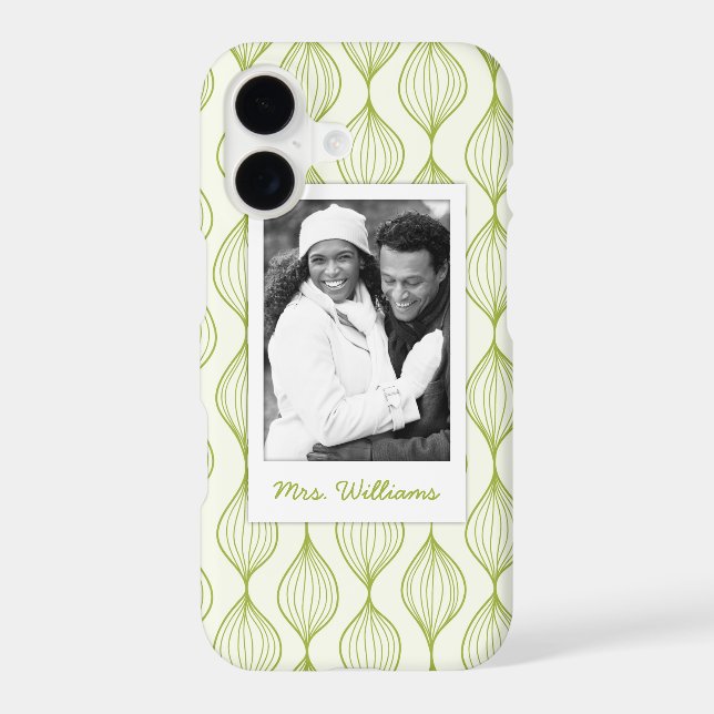 Custom Photo & Name Green Ogee Pattern (Back)