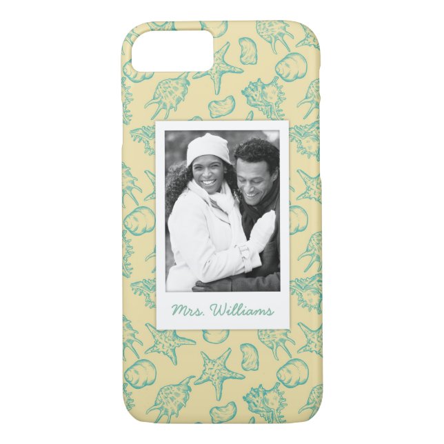 Custom Photo & Name Hand Drawn Shells 2 Case-Mate iPhone Case (Back)