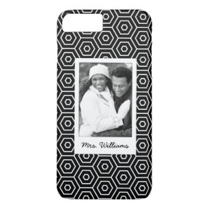 Custom Photo & Name Hexagonal geometric pattern iPhone 8 Plus/7 Plus Case