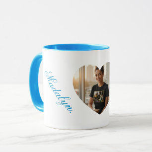 Custom Photo Name Light Blue Combo Mug Gift