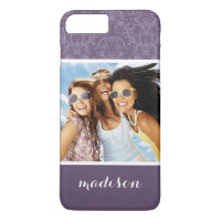Custom Photo & Name Luxury Purple Wallpaper