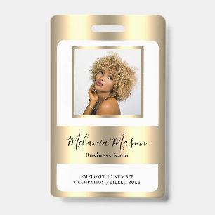 Custom Photo Name Metallic Gold Staff ID Badge