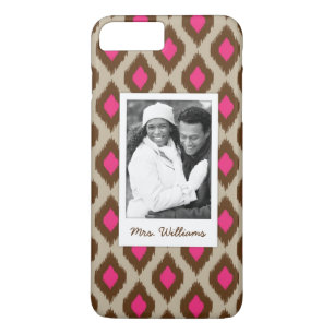 Custom Photo & Name Modern ikat pattern iPhone 8 Plus/7 Plus Case