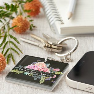 Custom Photo Name Monogram Acrylic Rec One-Sided Key Ring