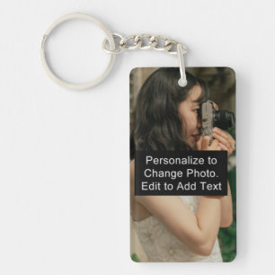 Custom Photo Name Monogram Text Acrylic Rec 1-Side Key Ring