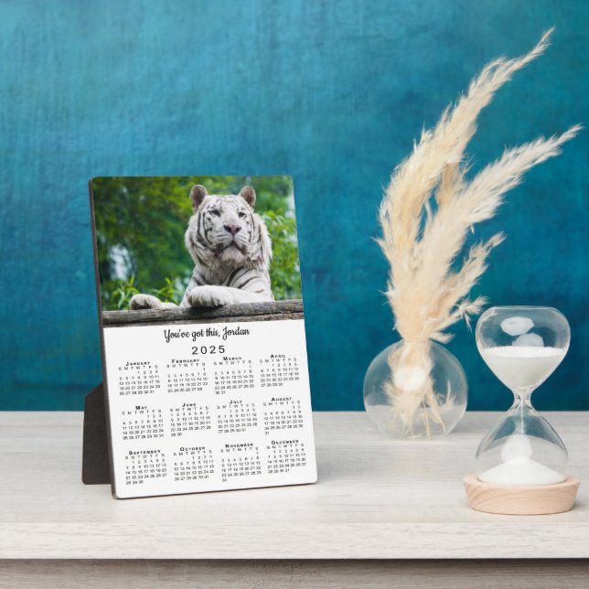 Custom Photo Name Motivational 2025 Calendar Plaque (Side)