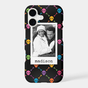 Custom Photo & Name Multicolor pattern with skulls