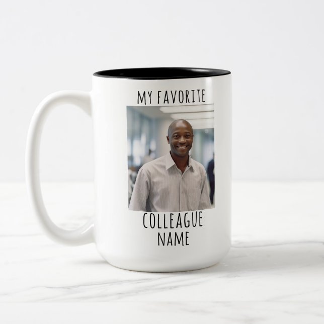 Custom Photo & Name My Favourite Colleague Two-Tone Coffee Mug (Left)