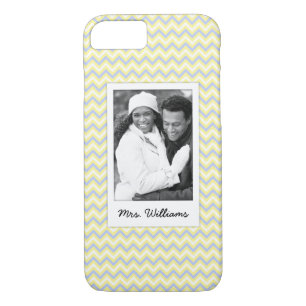 Custom Photo & Name Pastel Chevron Pattern iPhone 8/7 Case