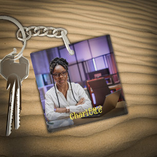 Custom Photo Name Personalise Keychain