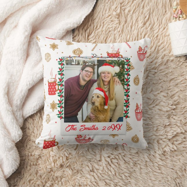 Custom Photo & Name Personalised Merry Christmas  Cushion (Blanket)