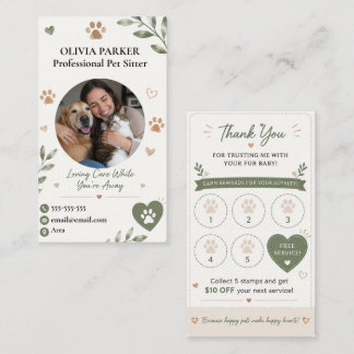 Custom Photo & Name Pet Sitting Loyalty Card