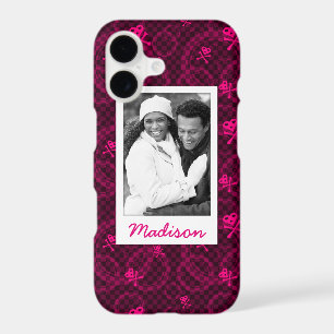 Custom Photo & Name Pink Emo Pattern With Circles