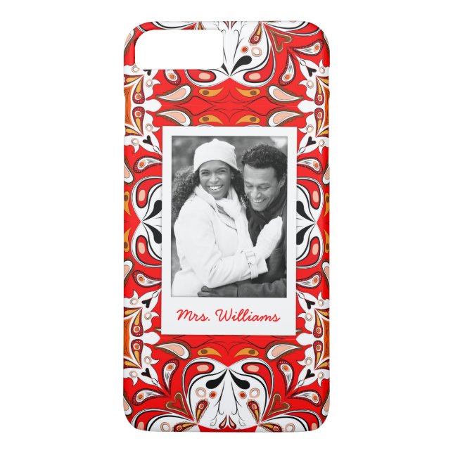 Custom Photo & Name Portuguese Tile Pattern Case-Mate iPhone Case (Back)