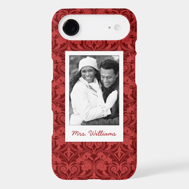 Custom Photo & Name Red Wallpaper Case-Mate iPhone Case (Back)