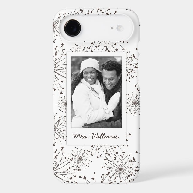 Custom Photo & Name Retro floral background Case-Mate iPhone Case (Back)