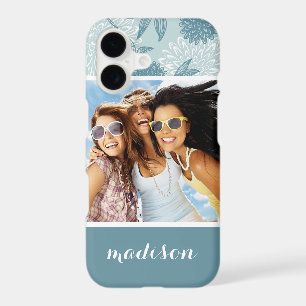Custom Photo & Name Retro Floral Pattern 2 2