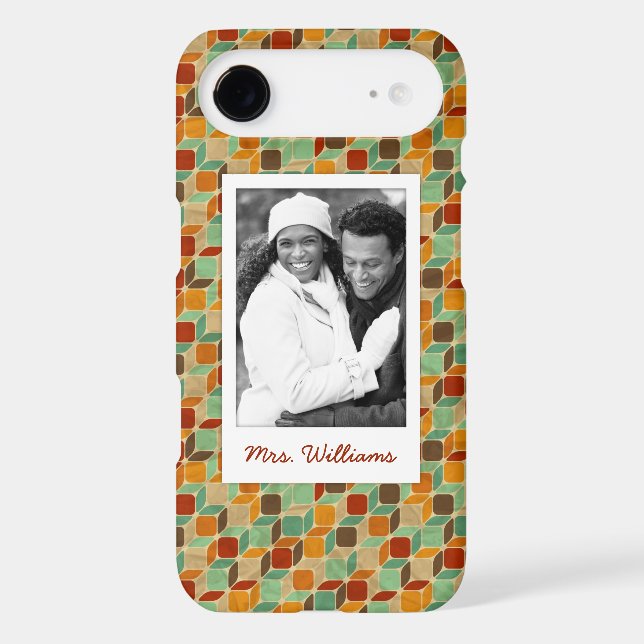 Custom Photo & Name Retro geometric pattern 4 2 Case-Mate iPhone Case (Back)
