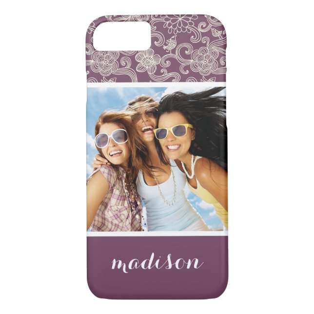 Custom Photo & Name Retro pattern Case-Mate iPhone Case (Back)