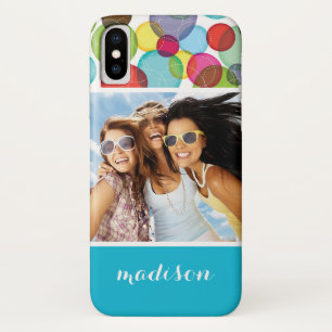 Custom Photo & Name Round bubbles kids pattern 2 iPhone X Case