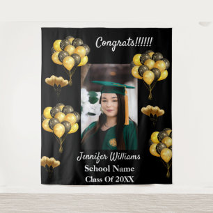 Custom Photo Name School Year Graduation Party Tapestry