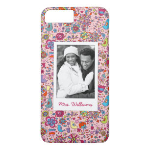 Custom Photo & Name Spring pattern with flowers iPhone 8 Plus/7 Plus Case