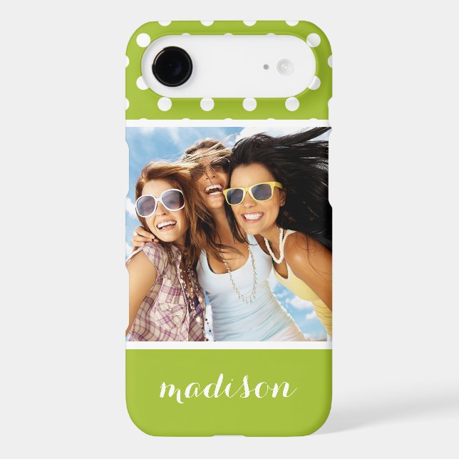 Custom Photo & Name Spring pattern with polka dots Case-Mate iPhone Case (Back)